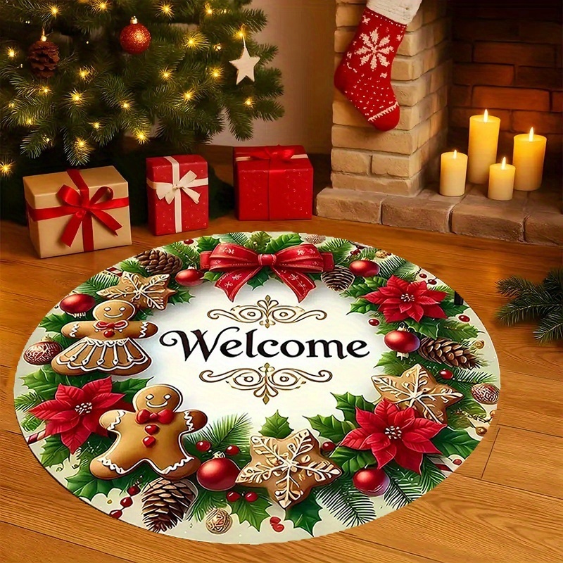 Wholesale Commercial Printing - Welkom Gingerbread Man Kerst Rond Vloerkleed,