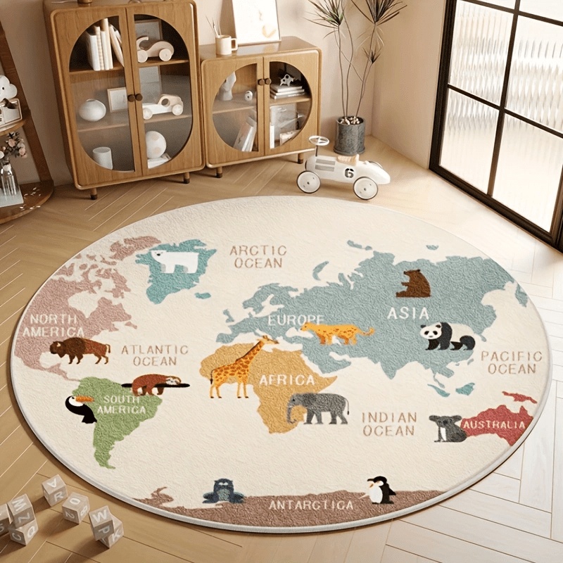 Wholesale Commercial Printing - Nieuwste 2D ronde tapijt cartoon wereldkaart