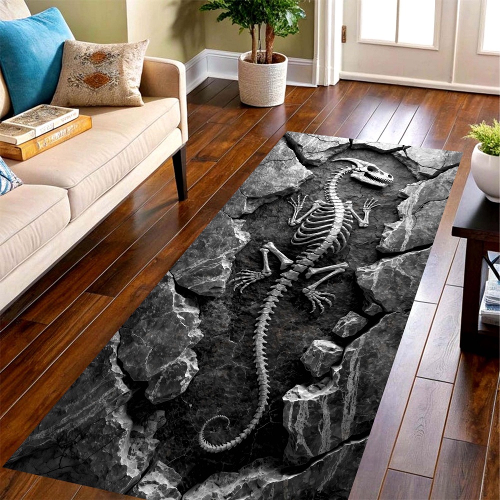 Wholesale Commercial Printing - Dinosaur Skeleton Stone Long Runner Rug,